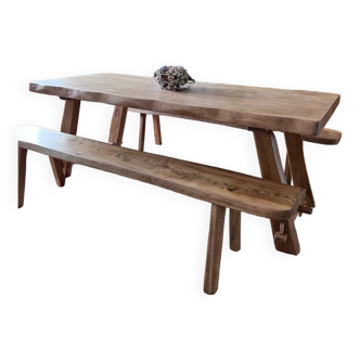 Olavi Hanninen brutalist elm table and benches