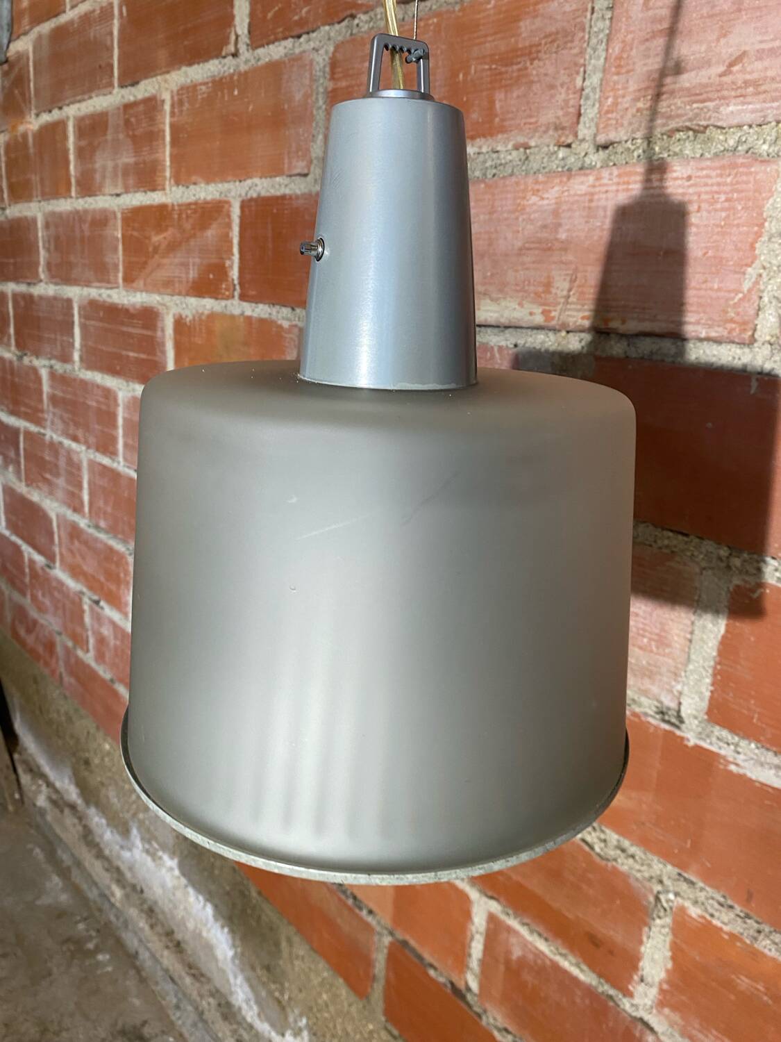 Antique grey metal pendant light with vintage dimmer