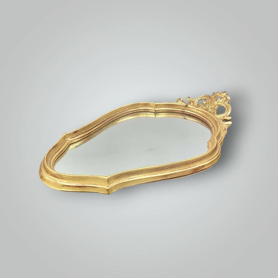 Deknudt Mirror - Vintage Rococo Mirror in Golden Resin - 1970s