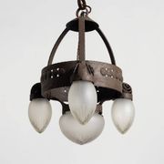 Vintage Swedish Iron Glass Chandelier Ceiling Lamp by Böhlmarks
