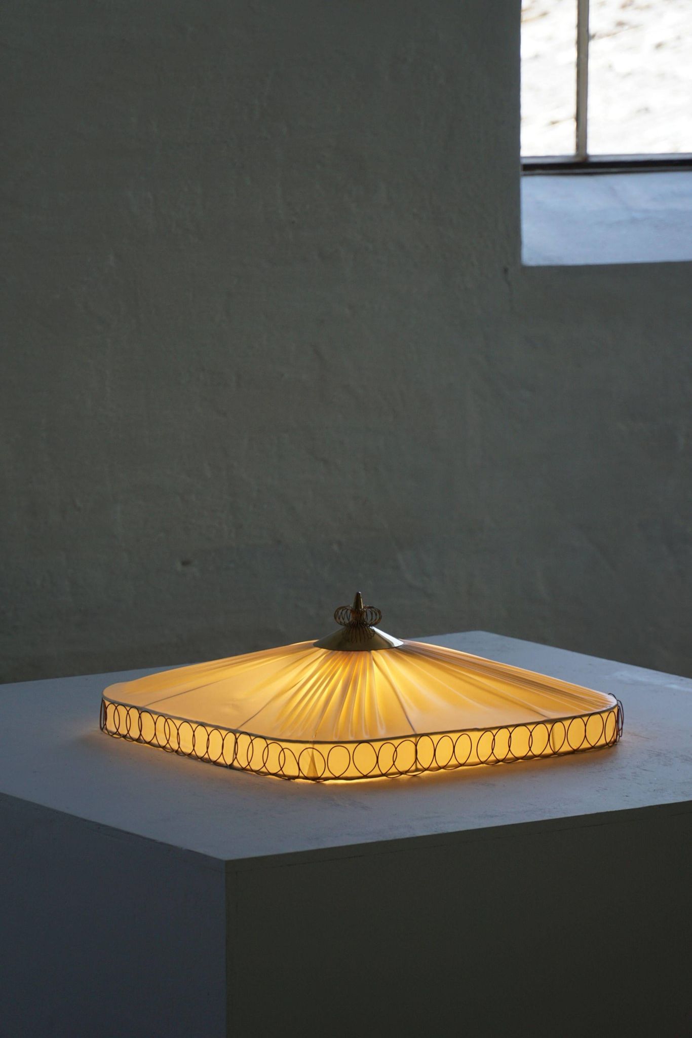 Swedish mid-century ceiling lamp with brass details, 1950s.