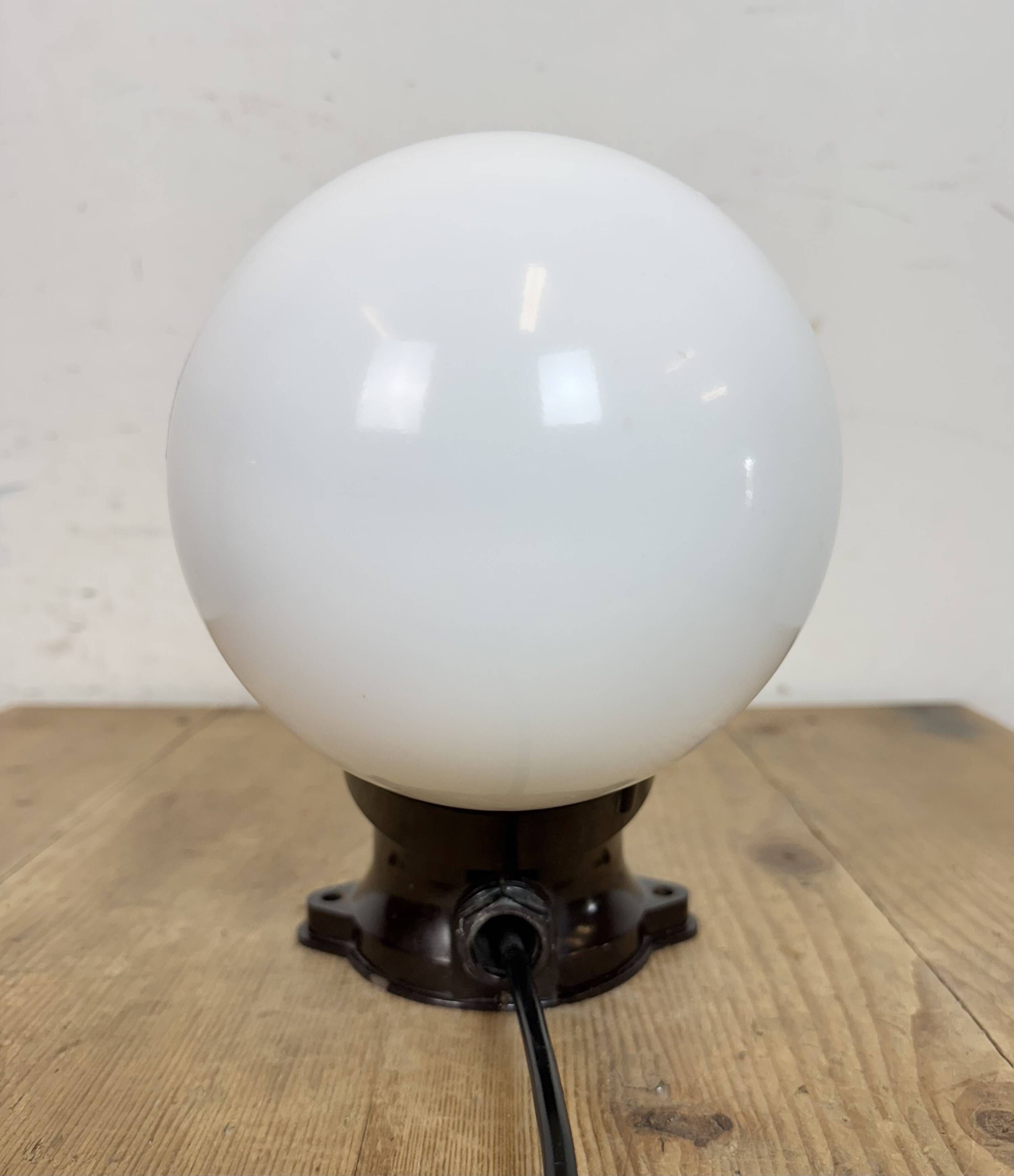 Vintage Brown Bakelite Wall Light with Milk Glass, 1970s