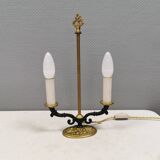 Very old Danish table lamp in brass and metal. 1930-1950s