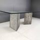 Vintage brutalist glass and marble dining table, 1970s
