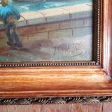 Oil on canvas French school XXth representing a port scene, signed J.Chatelin