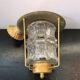 Suspension ancienne lanterne métal doré avec verre moulé années 70 vintage