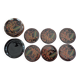 Round box and its 6 lacquered wooden coasters hand-painted.