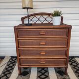 Vintage rattan chest of drawers