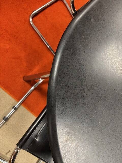 Knoll oval table with black marble and chrome legs by Joe d'Urso, 1983