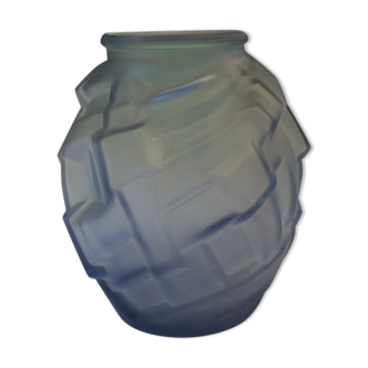 Art deco blue glass vase
