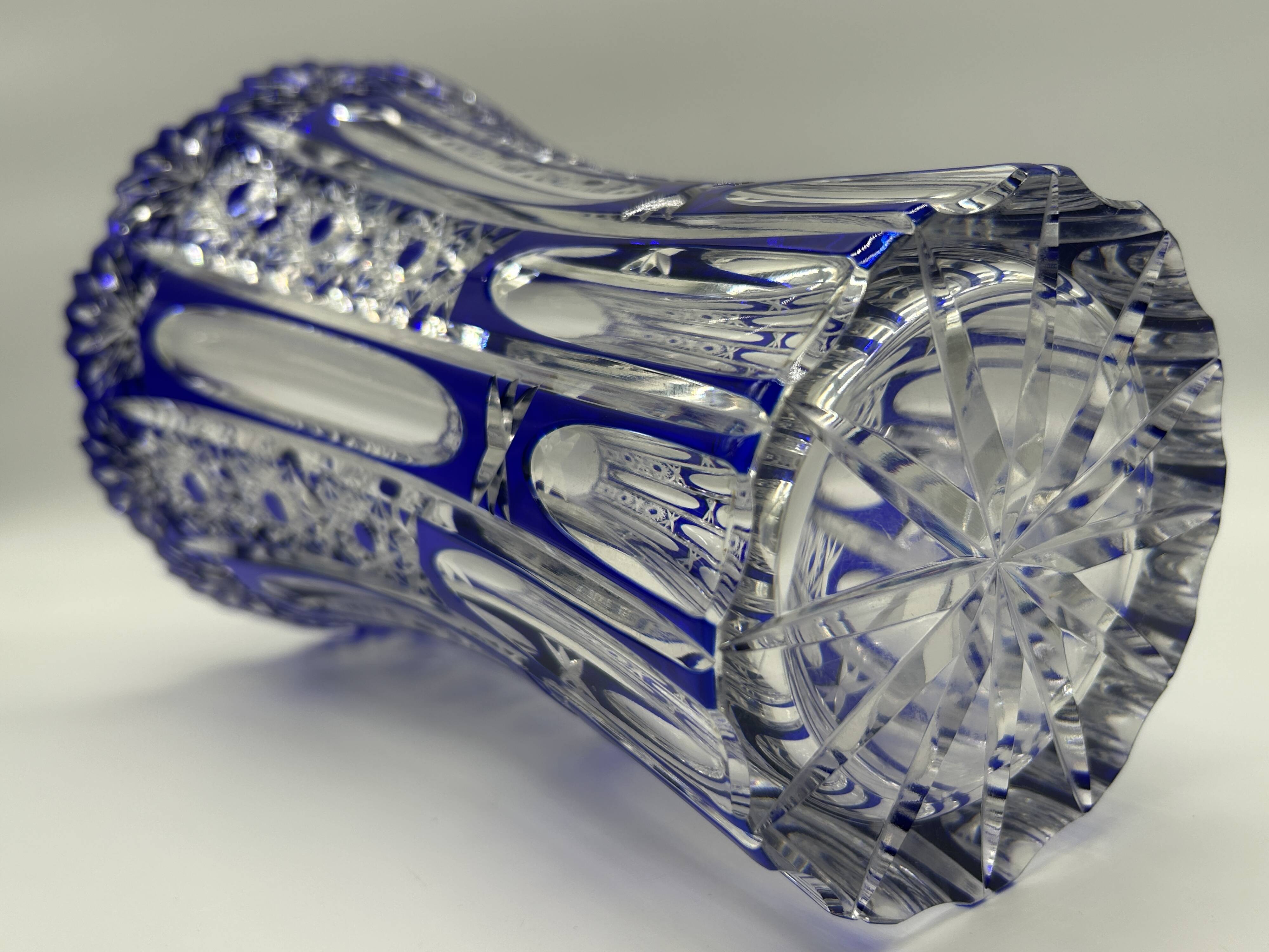 Superb richly cut Bohemian crystal vase