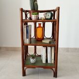 Vintage stand shelf in bamboo and rattan