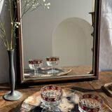 Petit miroir arrondi, cadre en bois, encadrement doré H49,5