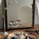 Small rounded mirror, wooden frame, gold frame H49.5