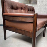 Scandinavian bench in chocolate leather