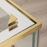 Vintage 60's table in golden brass and crystal italian design