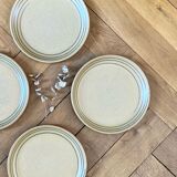 Set de 4 assiettes plates de  grès Sarreguemines Atelier d'art