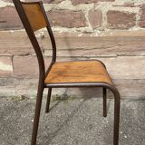 Set of 6 vintage industrial school chairs for communities mullca delagrave tube & wood