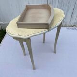 Bolster one drawer eggshell color cracked effect side table 1970