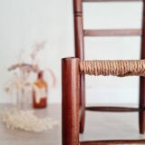 Mini wooden and straw chair - brutalist look