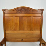 Art Nouveau twin beds in carved solid oak, France, circa 1910