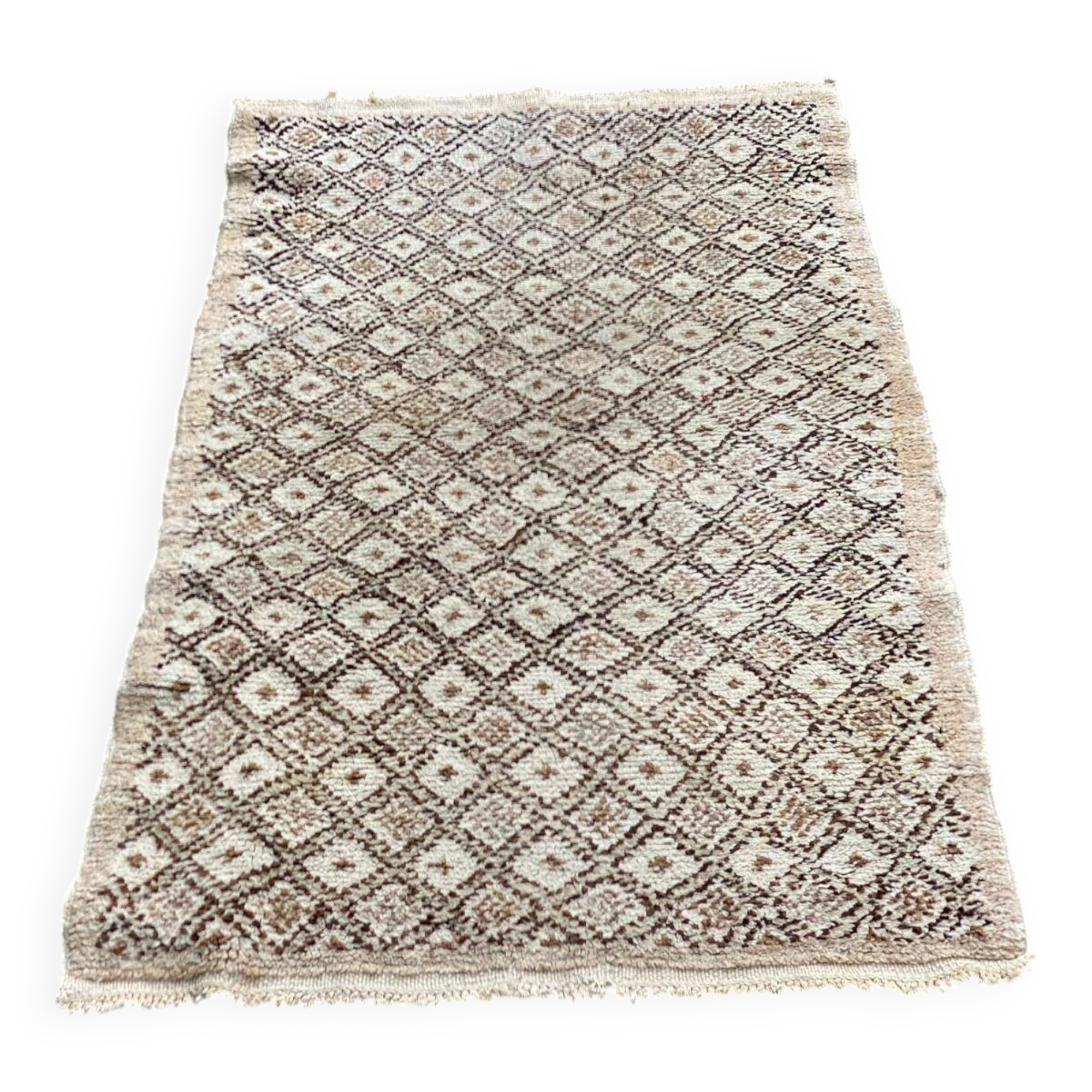 Persian rug in knotted wool beige flower 170x90