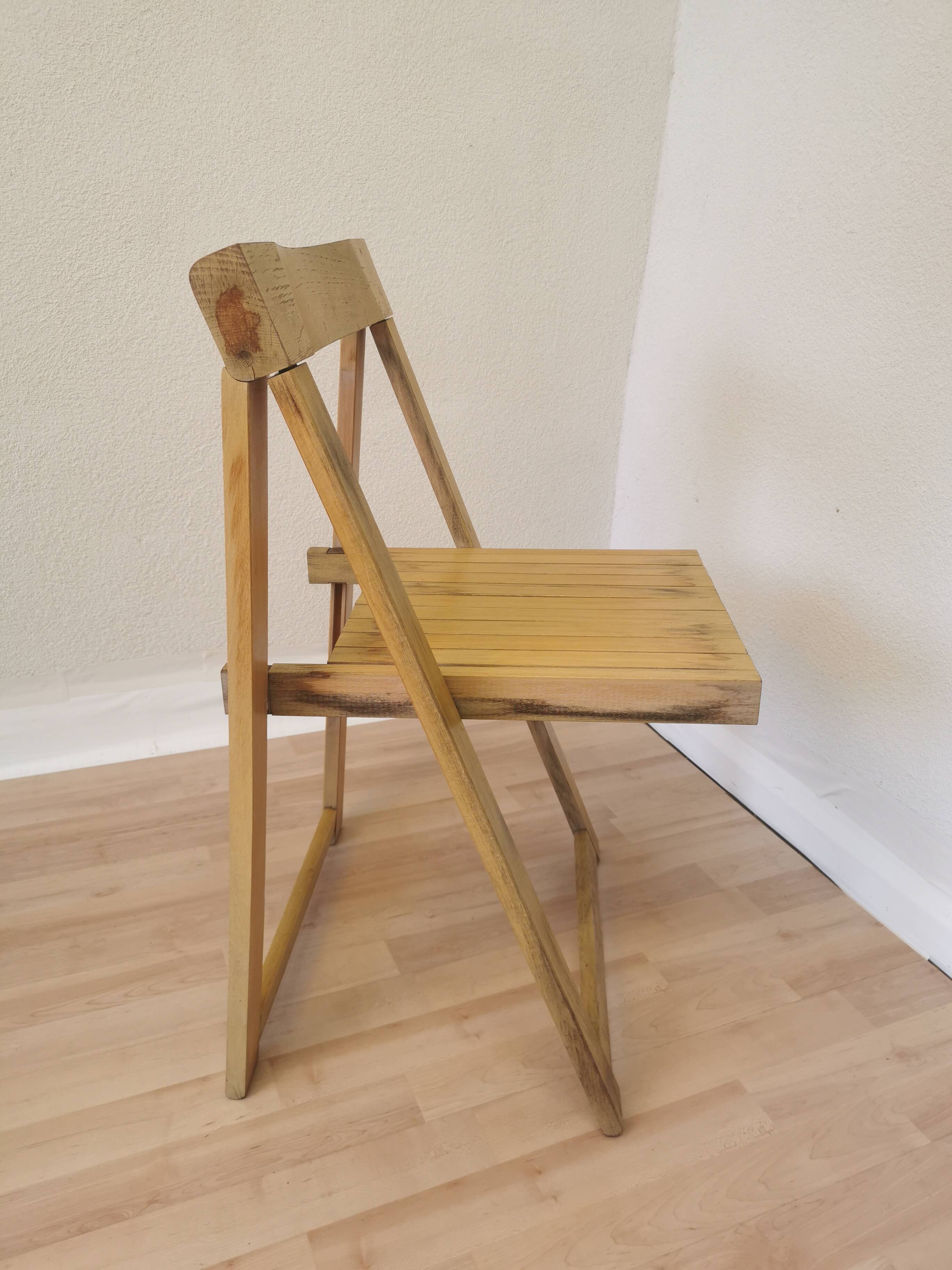 Vintage Aldo Jacober Folding Wooden Chair: Mid-Century Trieste Stool