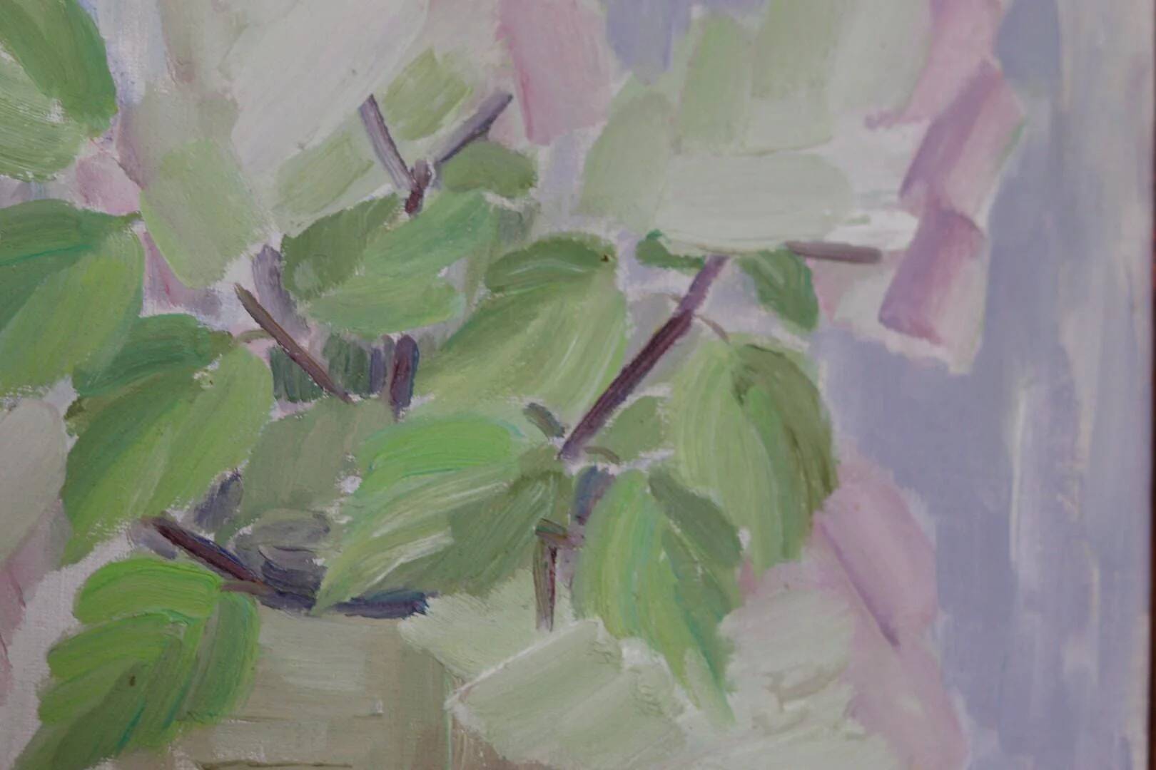 Swedish Oil on Canvas – “Höstsyrener (Autumn Lilacs)” by Paula Wilson