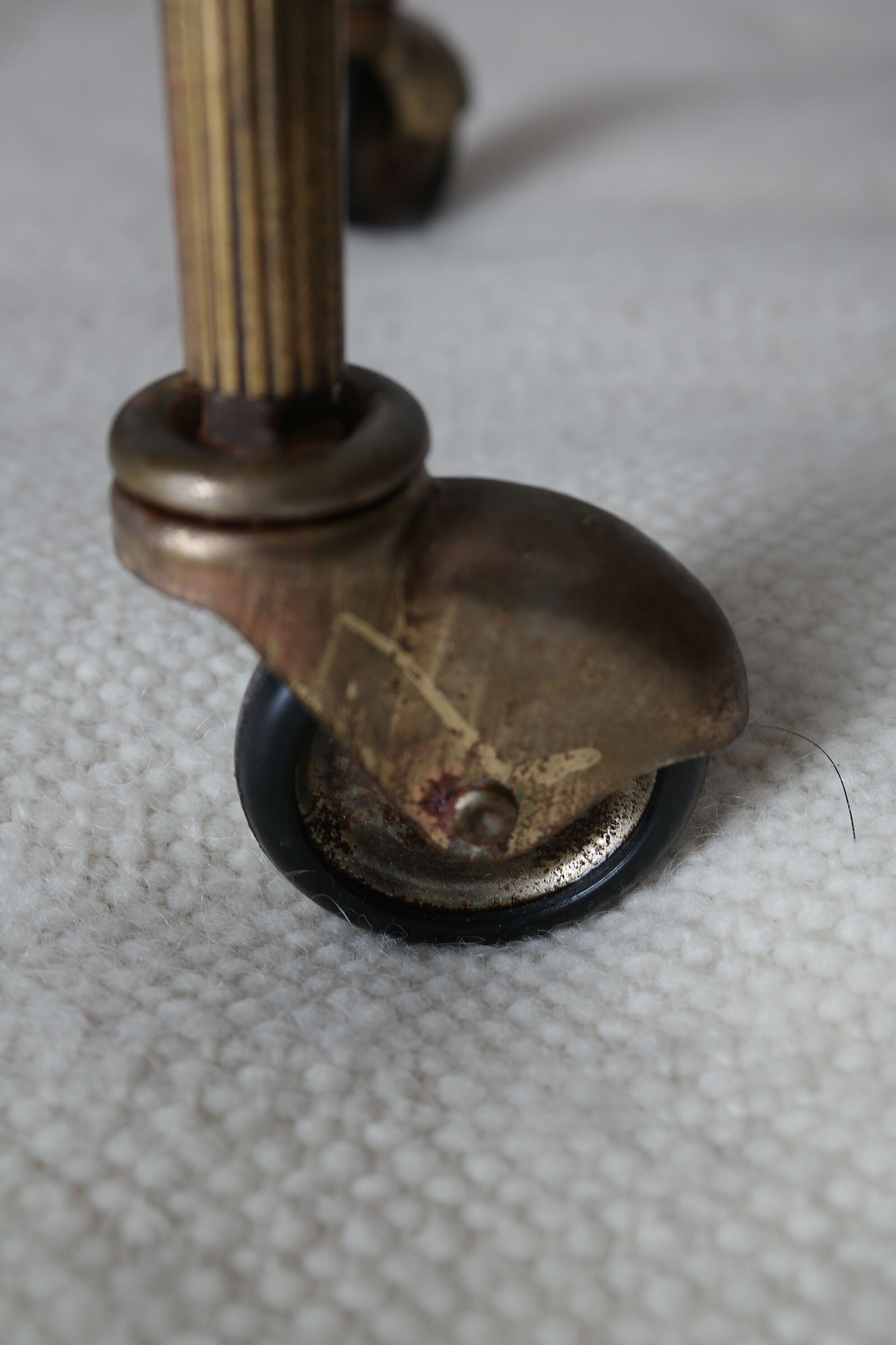 Pair of round old brass glass desserts