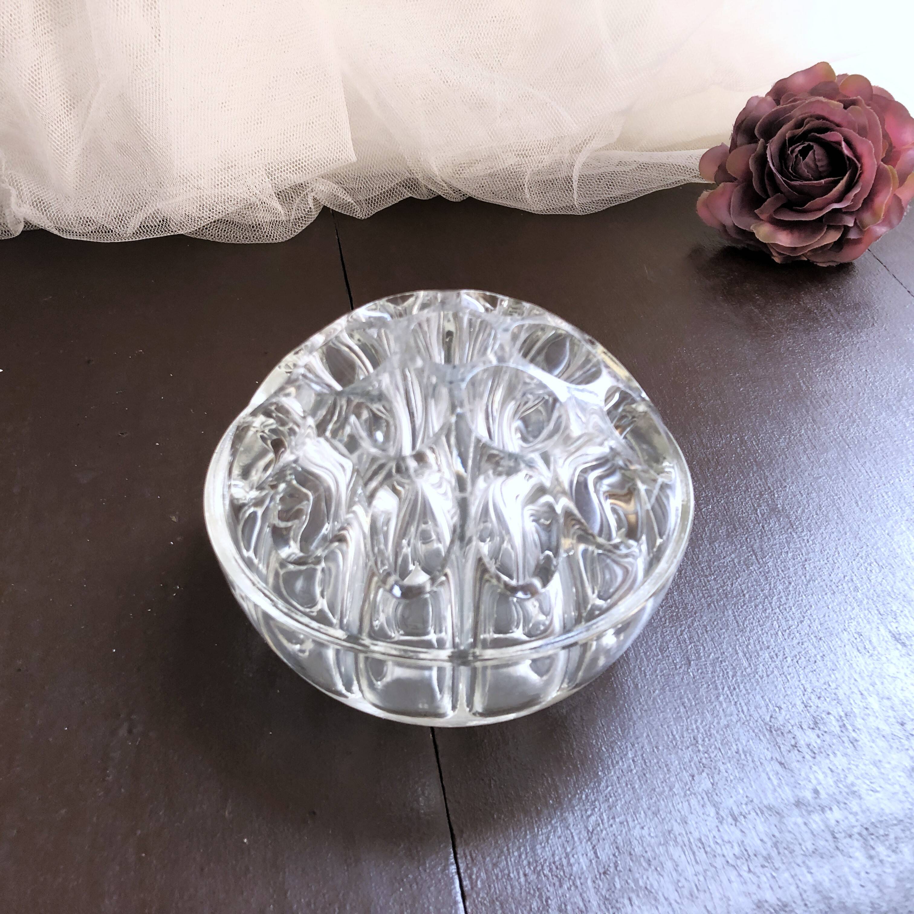Vase pique-fleurs boule verre épais style art Déco