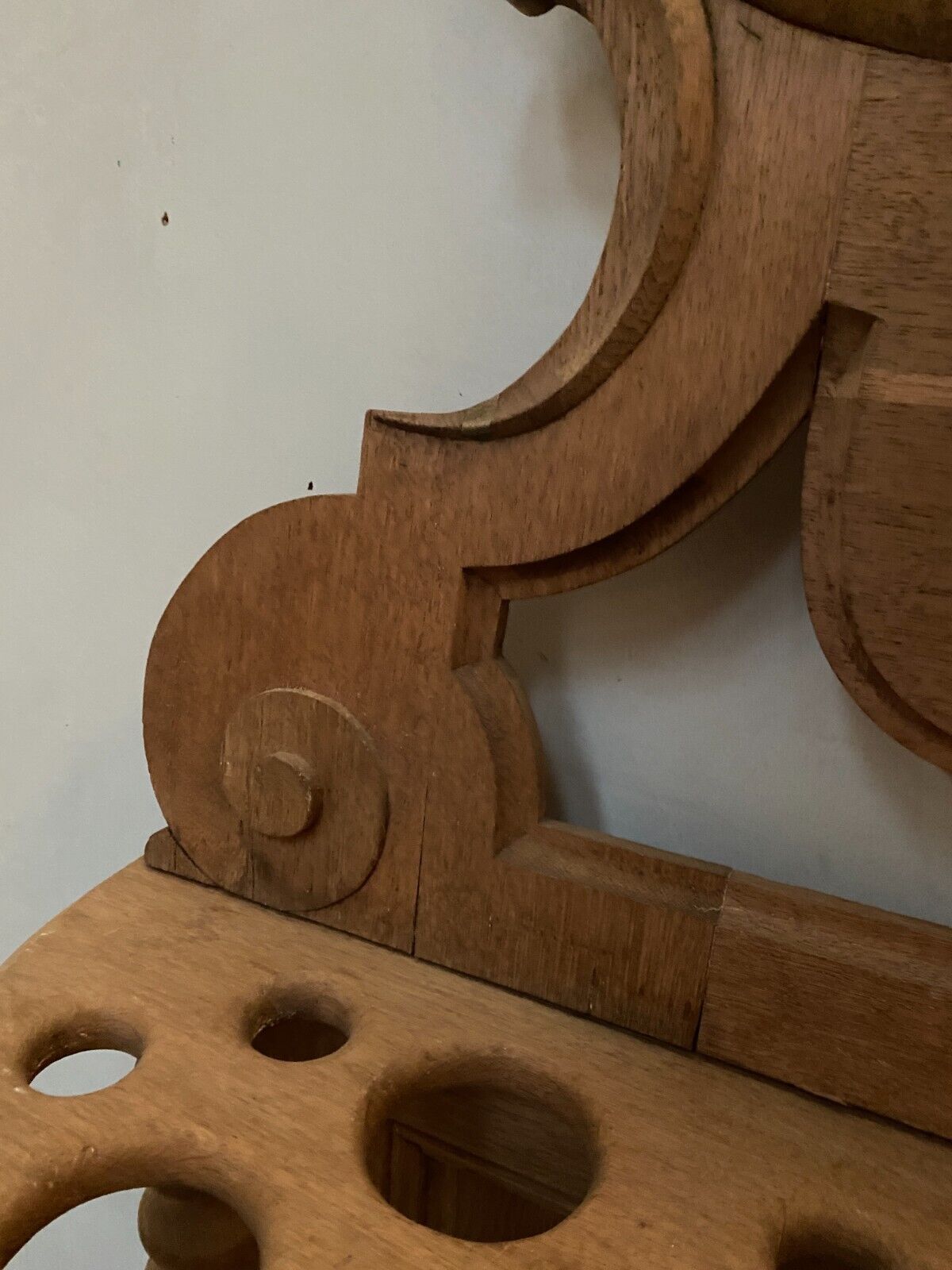 Coat rack and umbrella in carved oak XX century