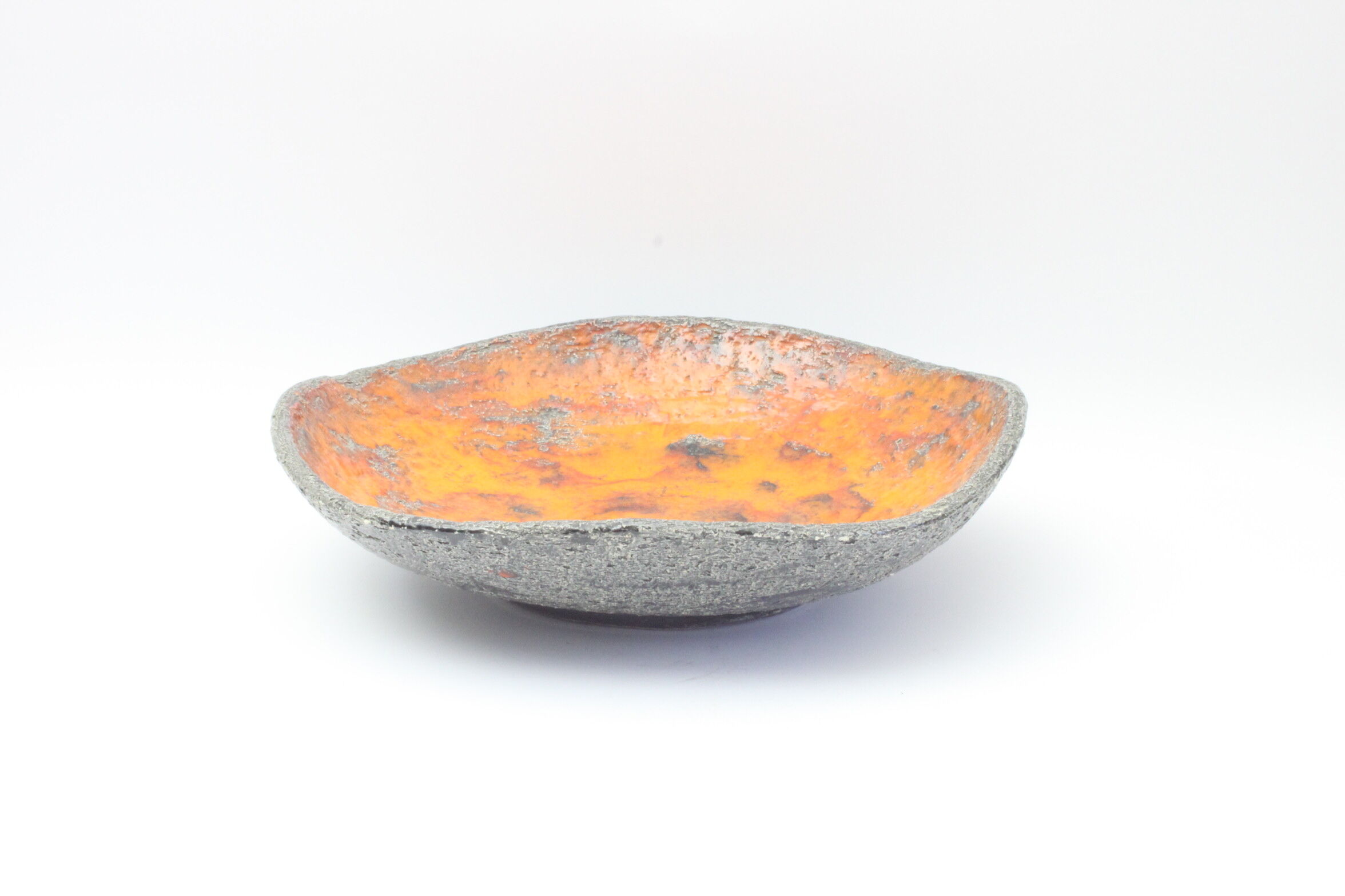 Orange lava glaze vide-poche or centrepiece bowl by Jan van Erp, the netherlands 1960s