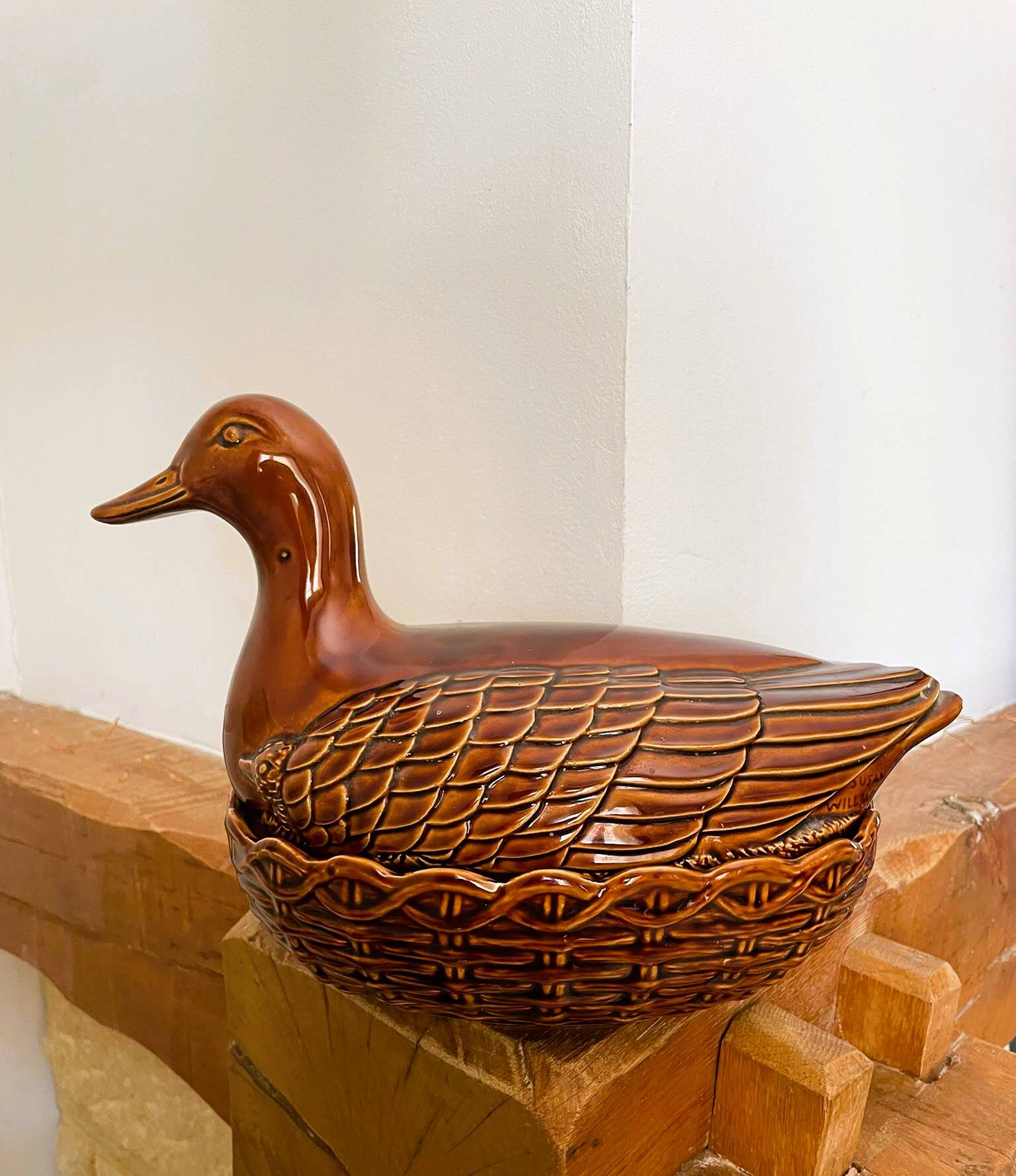 Plat barbotine canard vintage