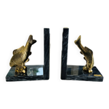Pair of marble and brass bookends