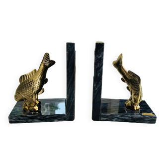 Pair of marble and brass bookends