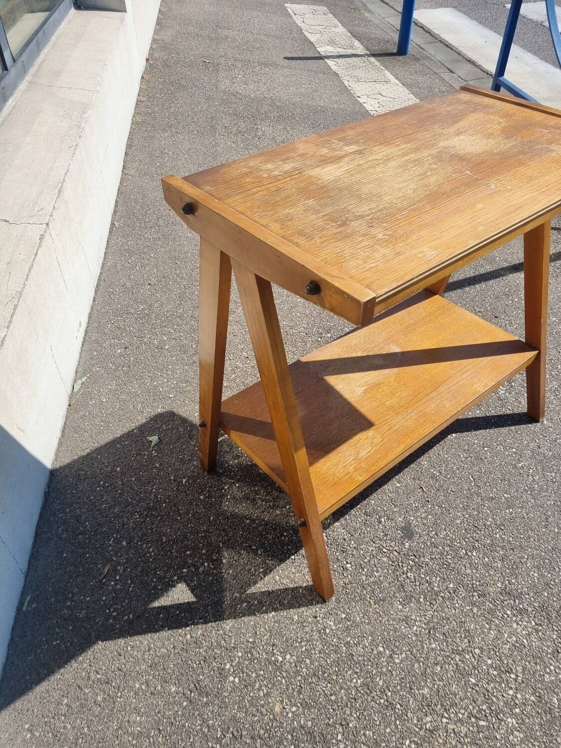 Vintage side table with compass legs