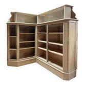 Antique corner oak workshop furniture – bookshelf / display cabinet