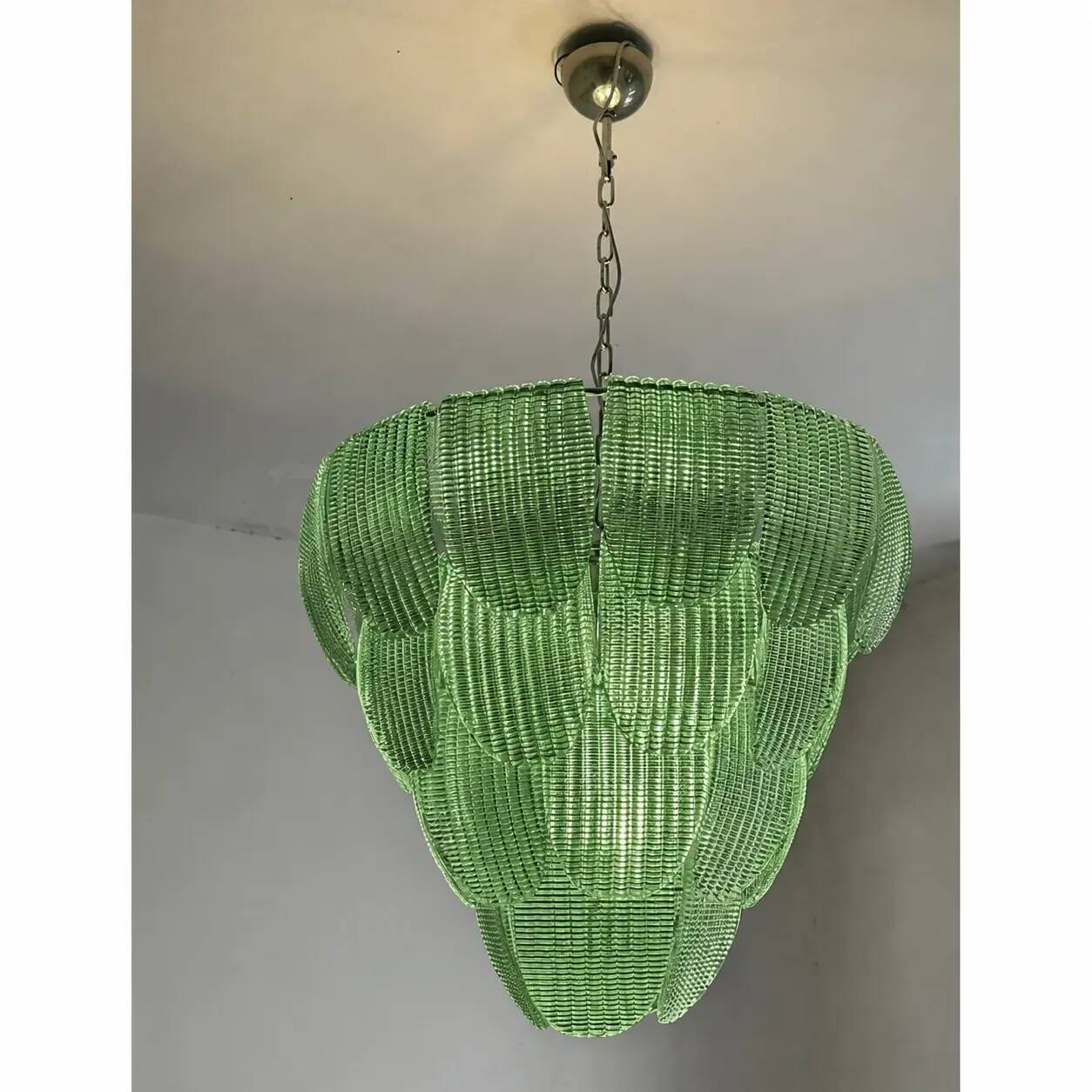 Elegant Contemporary Diamanted Petals Murano Glass Chandelier by Simoeng