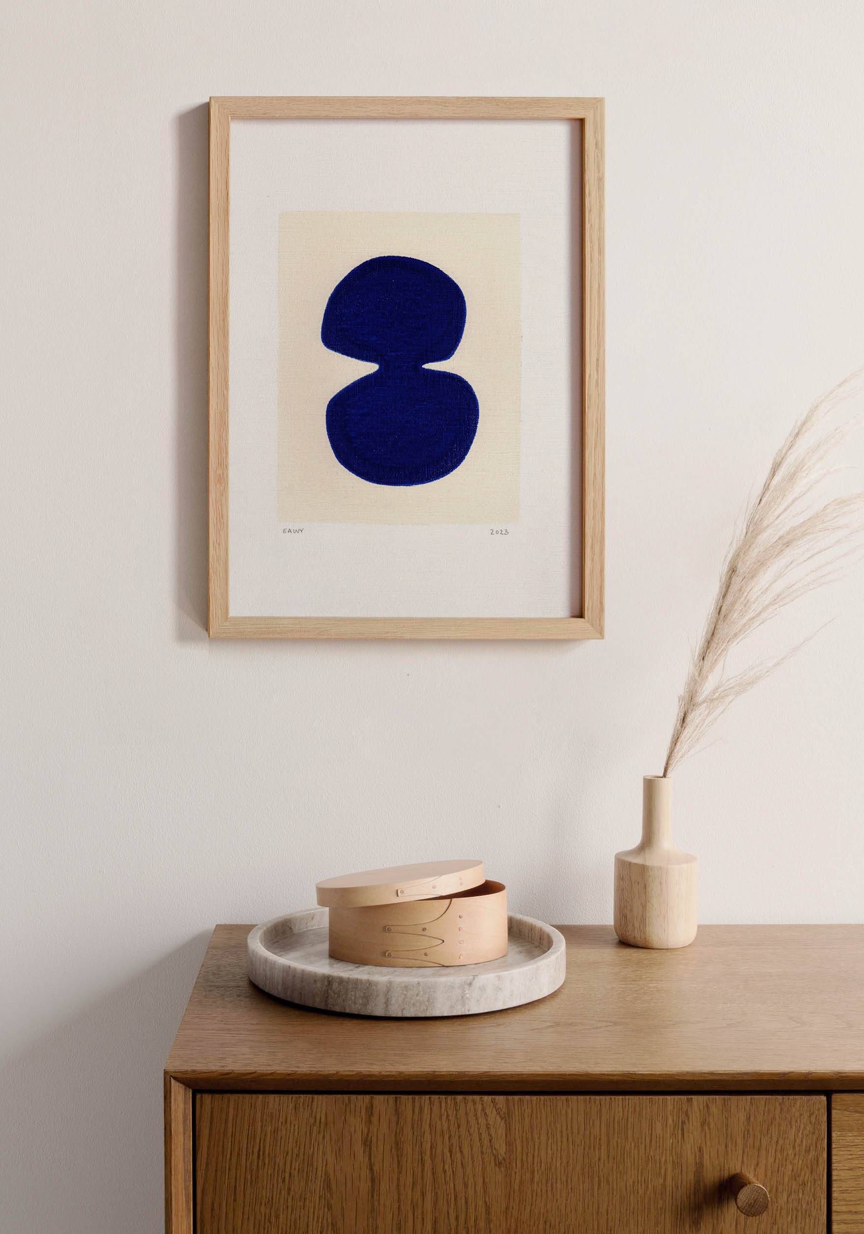 painting on blue Majorelle paper signed Eawy