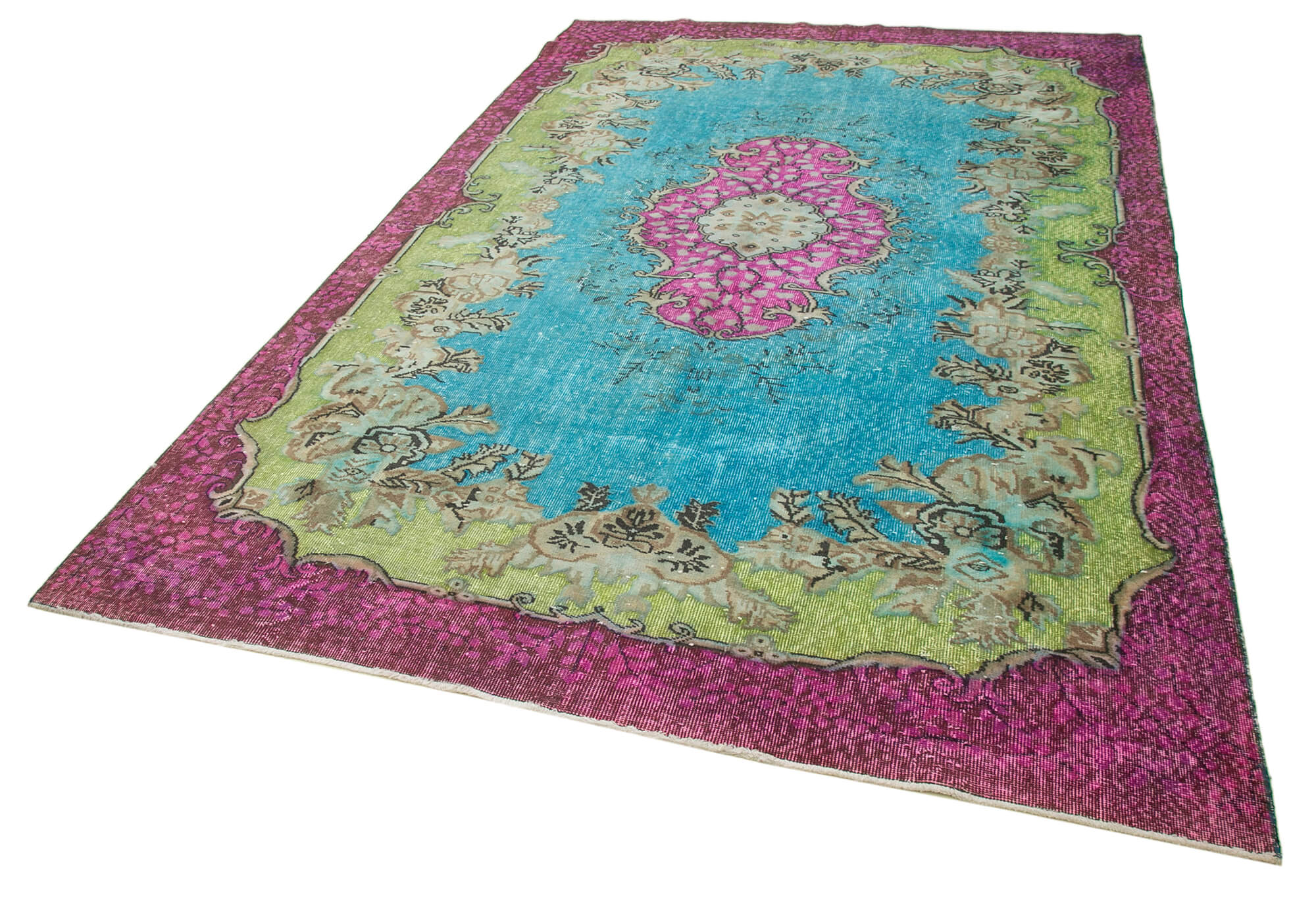 Hand-knotted rustic anatolian 1980s 198 cm x 315 cm multicolor carpet