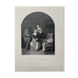 Casper Netscher, La toilette, gravure, XIXème siècle
