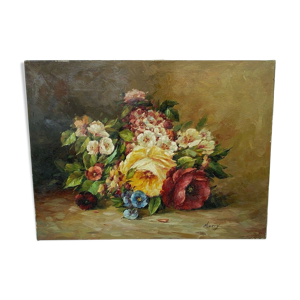 Huile sur toile bouquet de fleurs