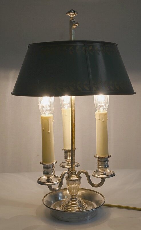 White metal bouillotte lamp, empire style – early twentieth century