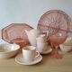 Art Deco Pink Pressed Glass Compartmented Serving Dish