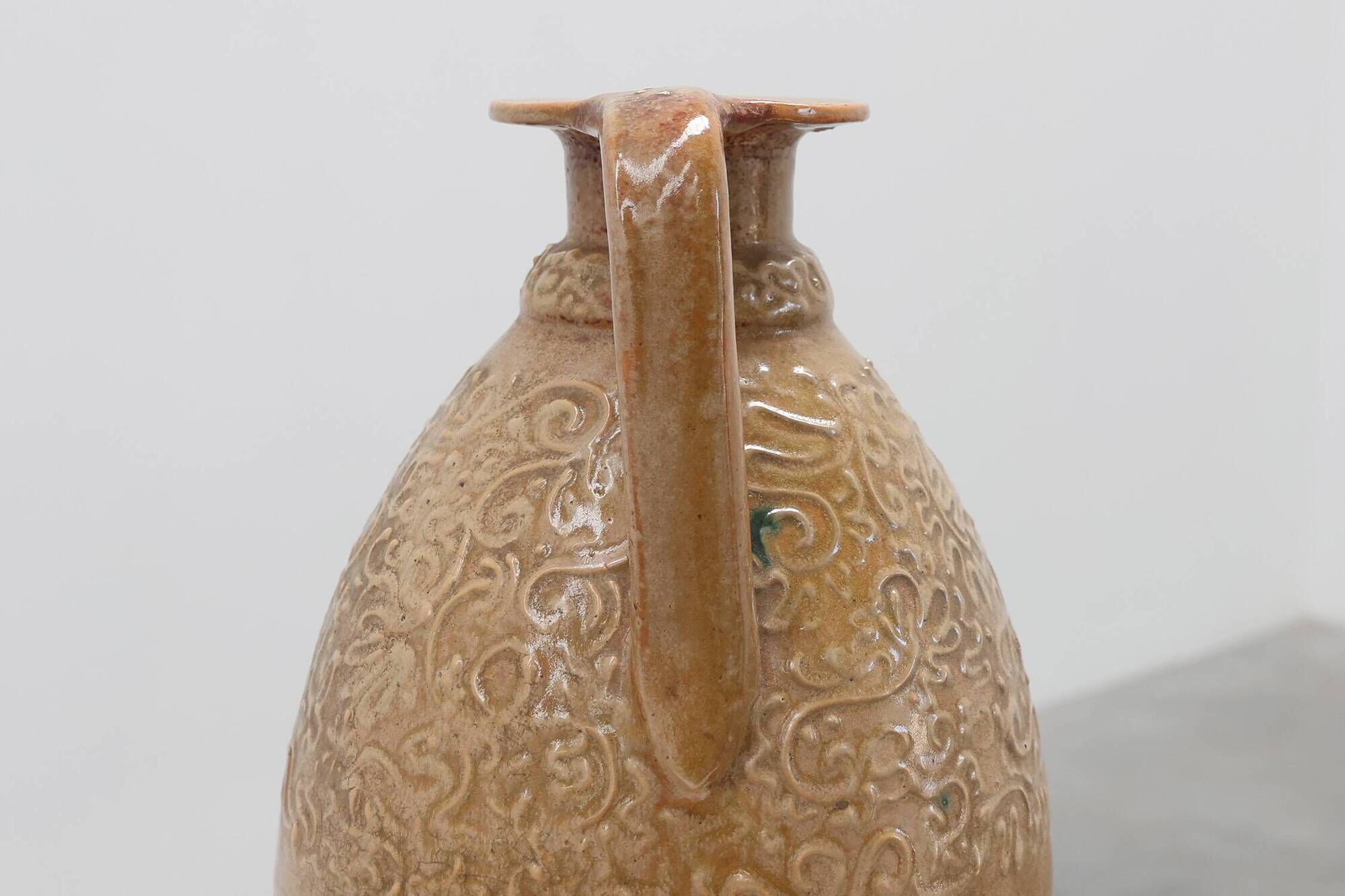 Perignem Salt-Glazed Stoneware Jug with Relief Decoration, Belgium, 1960s