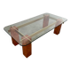 Old glass and burl coffee table Italian design from the 70s vintage