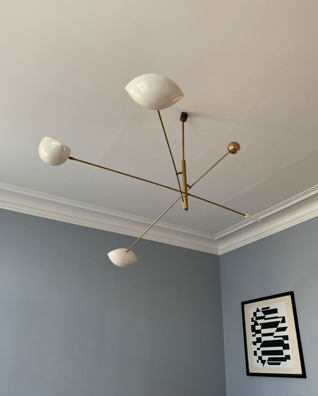 Brass ceiling lamp, Italy, 1950s