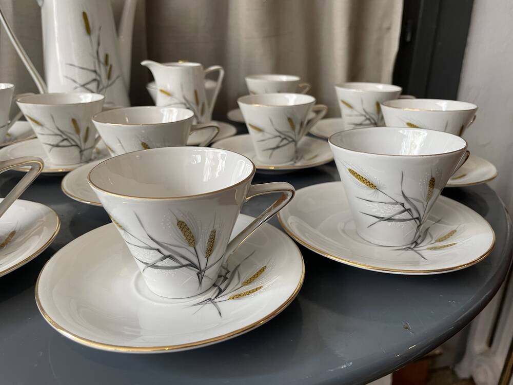 Bavaria porcelain coffee service with wheat decor