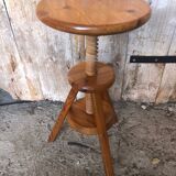Vintage light wood tripod screw painter's stool