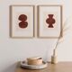 Duo of abstract paintings - dark terracotta - signed Eawy